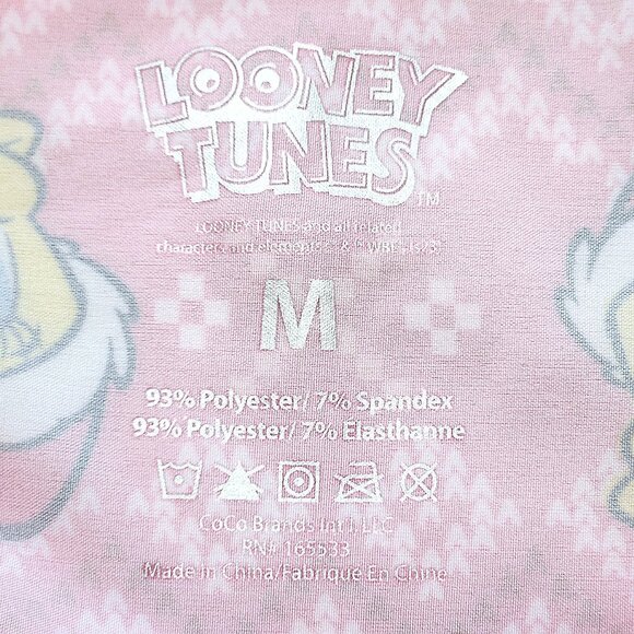 NEW Looney Tunes Tweety Bird and Sylvester the Cat Pink Christmas Scrub Top Sz M - Picture 9 of 12